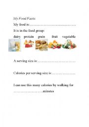English Worksheet: My food facts