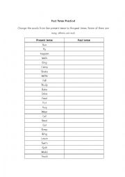 English Worksheet: Past Tense 