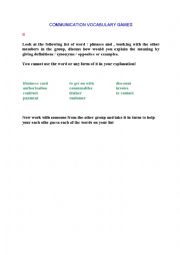 English Worksheet: Communication Vocabulary Games B