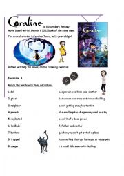 English Worksheet: Coraline 1/3