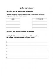 English Worksheet: jobs and workplaces worksheet