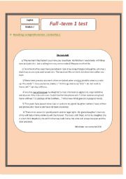 English Worksheet: Full term test 1  for 9th pupils