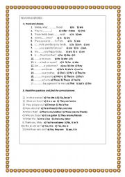 English Worksheet: Revision exercises -verb to be 