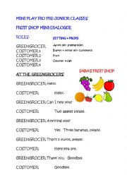 English Worksheet: MINI PLAY FOR PRE-JUNIOR CLASSES