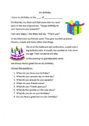 English Worksheet: My birthday 