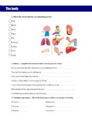 English Worksheet: Body parts idioms and common expressions