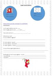 English Worksheet: Casper meets Wendy- Fim extract- video link provided