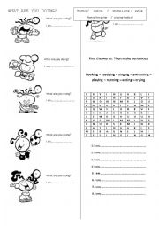 English Worksheet: what are you doing?