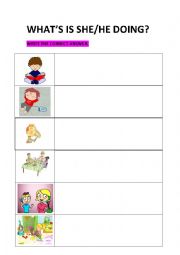 English Worksheet: whats she/he doing?