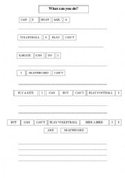 English Worksheet: What can you do?