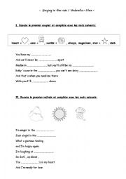 English Worksheet: SONG Singing in the rain GLEE