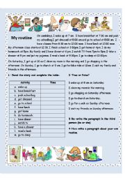 English Worksheet: My daily routine