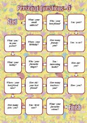 English Worksheet: To Be - To Have got - Personal Questions board game