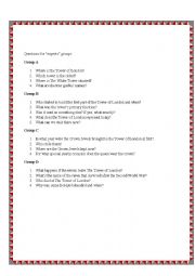 English Worksheet: The Tower of London-part 4