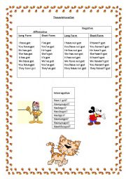 English Worksheet: verb Have got