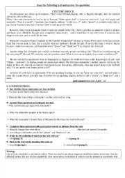 English Worksheet: CULTURE SHOCK