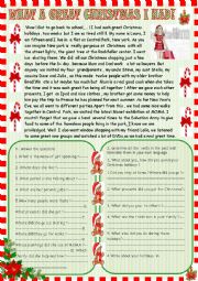 English Worksheet: What a great Christmas I had! Reading comprehension