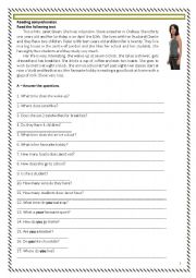 English Worksheet: Janet Green daily routine