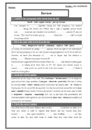 English Worksheet: review 9th form -tunisian students