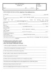 English Worksheet: Past Continuous/ past simple minitest