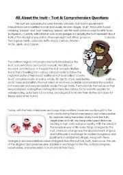 English Worksheet: All About the Inuit - Comprehension and Writing