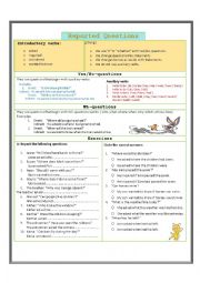 English Worksheet: Reported  speech (Questions)