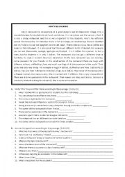 Reading and Vocabulary Worksheet