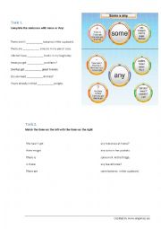 English Worksheet: Some and Any grammar