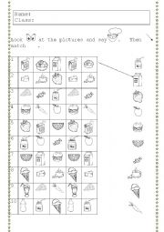 English Worksheet: Food and Drinks (Sequence type matching activity)