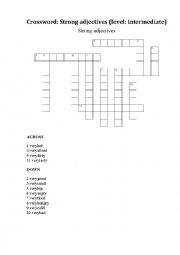English Worksheet: Crossword: Strong Adjectives