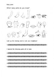 English Worksheet: Body parts