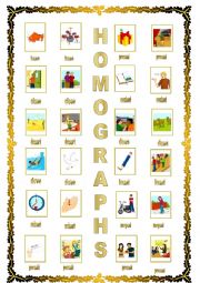 English Worksheet: homographs