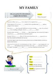 English Worksheet: Family pair work (Speaking)