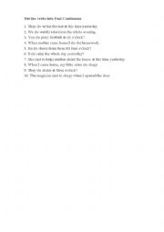 English Worksheet: Past Continuous