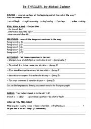 English Worksheet: Thriller Michael Jackson