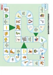 English Worksheet: Animals boardgame
