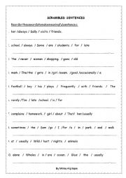 English Worksheet: Scrambled Sentences