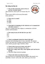 English Worksheet: The school of the air 