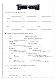 English Worksheet: The present progressive