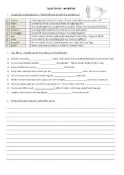 English Worksheet: Superheroes Worksheet 