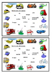 English Worksheet: Transport pictionary