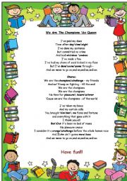 English Worksheet: We Are The Champions y Queen 