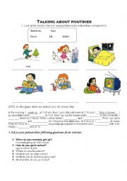 English Worksheet: Daily Routines Exercises