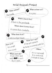 English Worksheet: Wild Animals Project