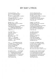 English Worksheet: MY WAY song