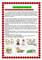 English Worksheet: Being healthy and fit