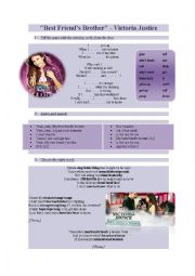 English Worksheet: Song: Best Friend Brother - Victoria Justice (Victorious)