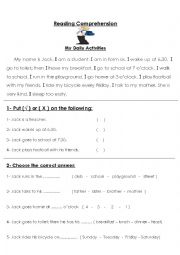 English Worksheet: Reading Comprehension 