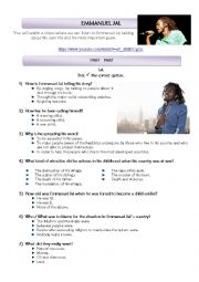 English Worksheet: EMMANUEL JAL - WATCHING AND LISTENING COMPREHENSION