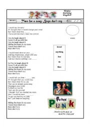 English Worksheet: Boys dont cry